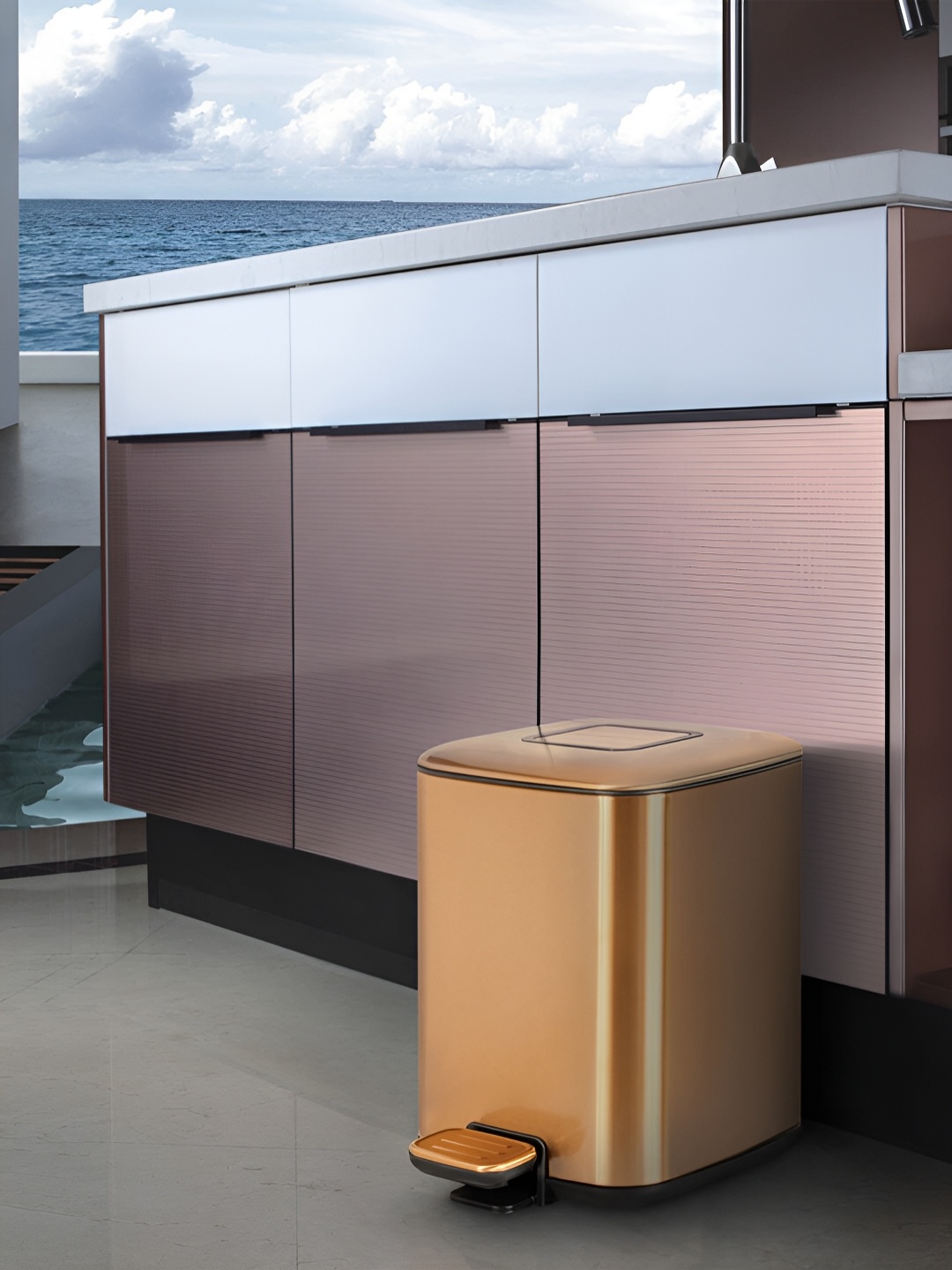 

Freelance Miya Stainless Steel Pedal Dustbin With Lid- 12L, Copper
