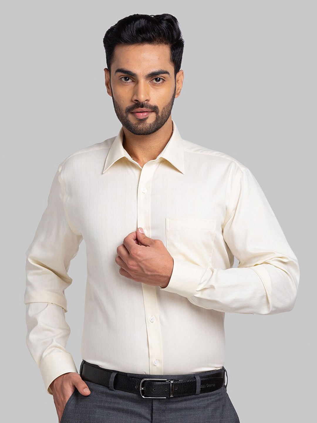 

Park Avenue Regular Fit Long Sleeves Cotton Opaque Casual Shirt, Yellow