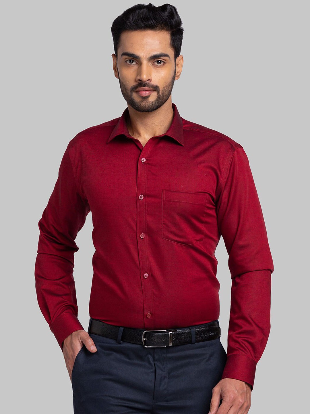 

Park Avenue Slim Fit Long Sleeves Cotton Opaque Casual Shirt, Maroon