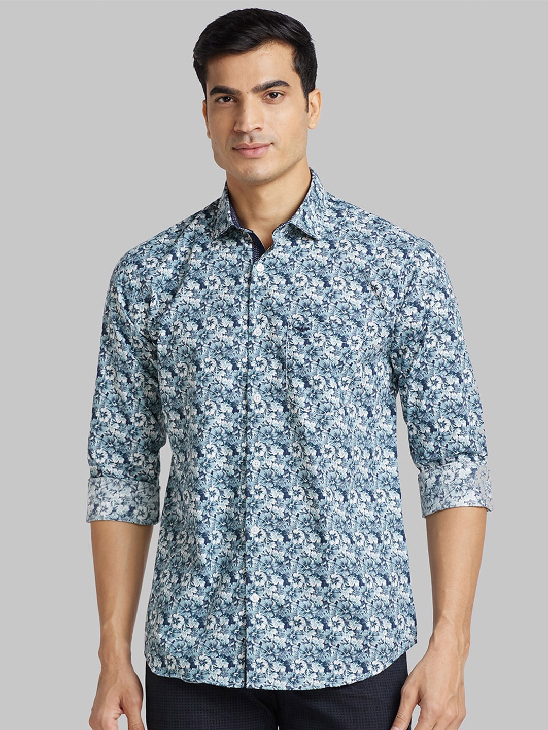 

Park Avenue Printed Spread Collar Cotton Casual Shirt, Blue