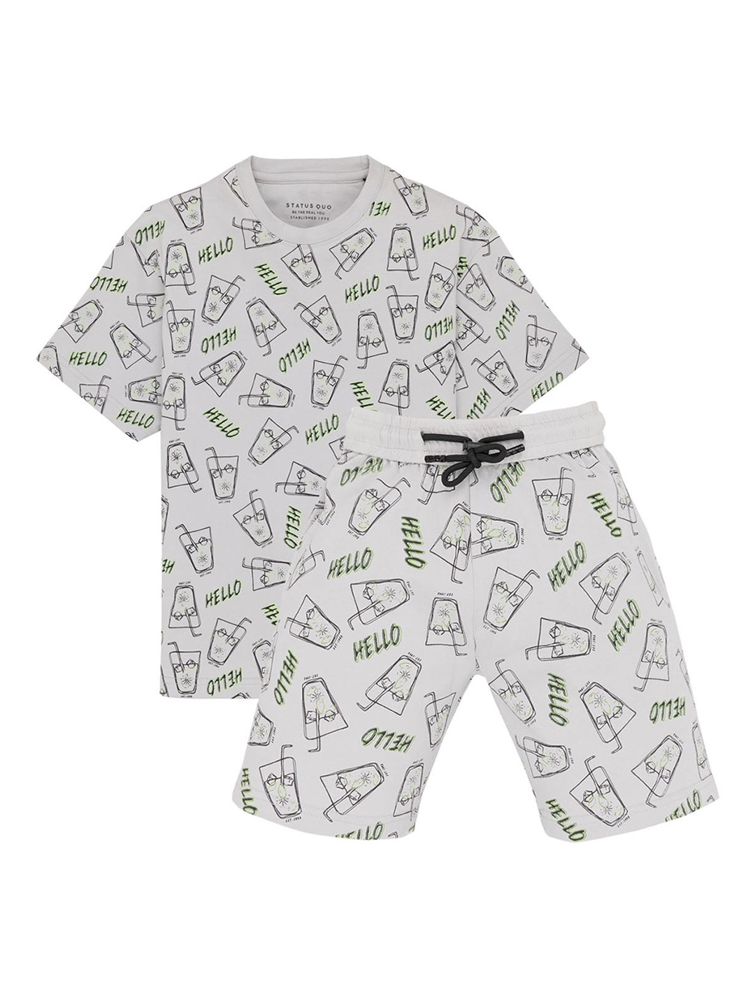 

Status Quo Boys Printed Pure Cotton T-shirt With Shorts, White