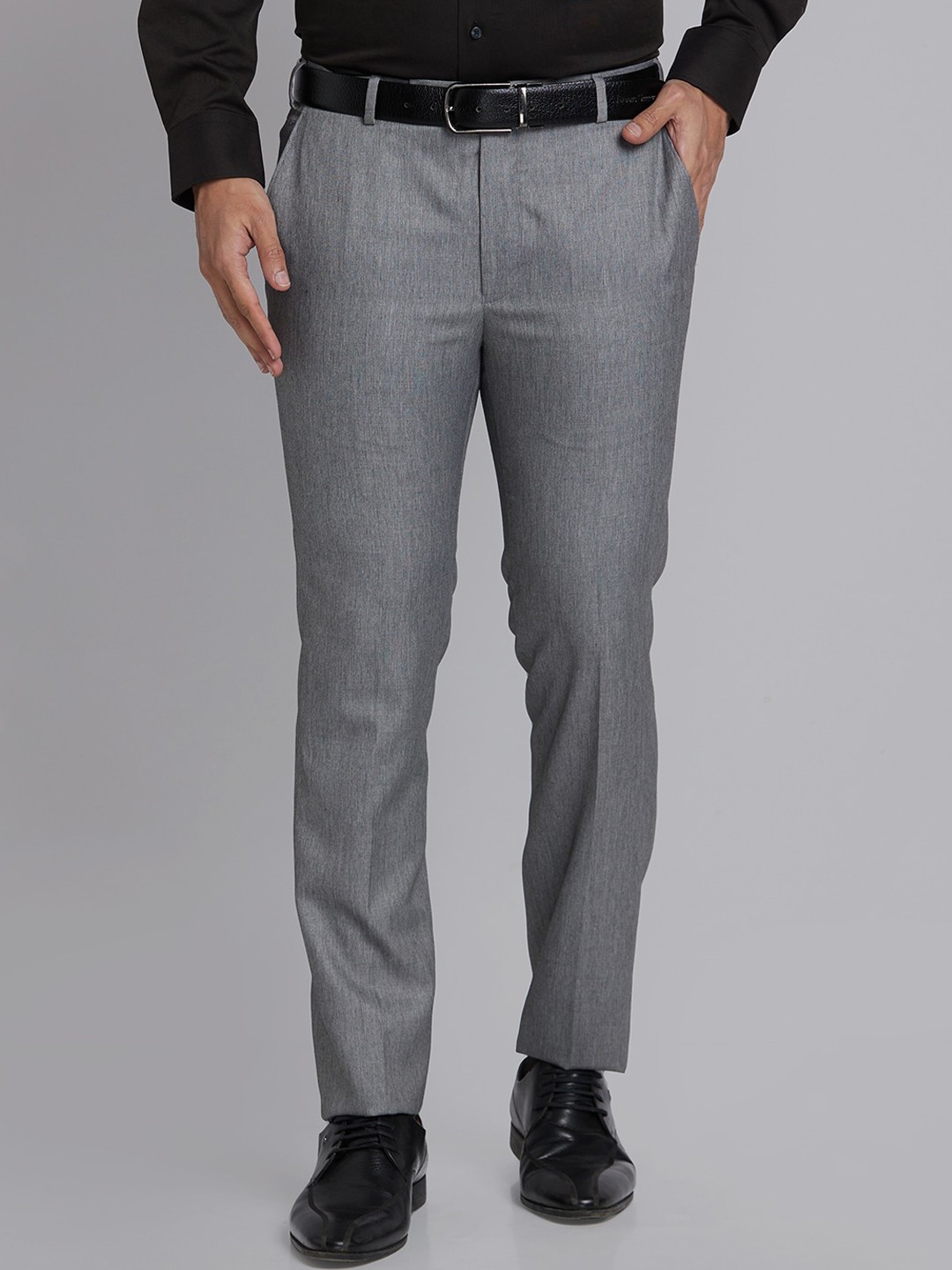 

Park Avenue Men Slim Fit Mid Rise Formal Trousers, Grey