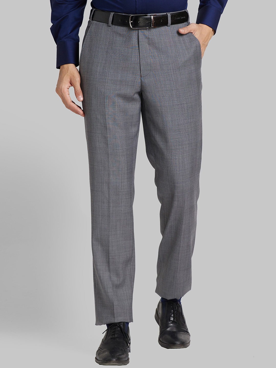

Park Avenue Men Checked Formal Trousers, Grey