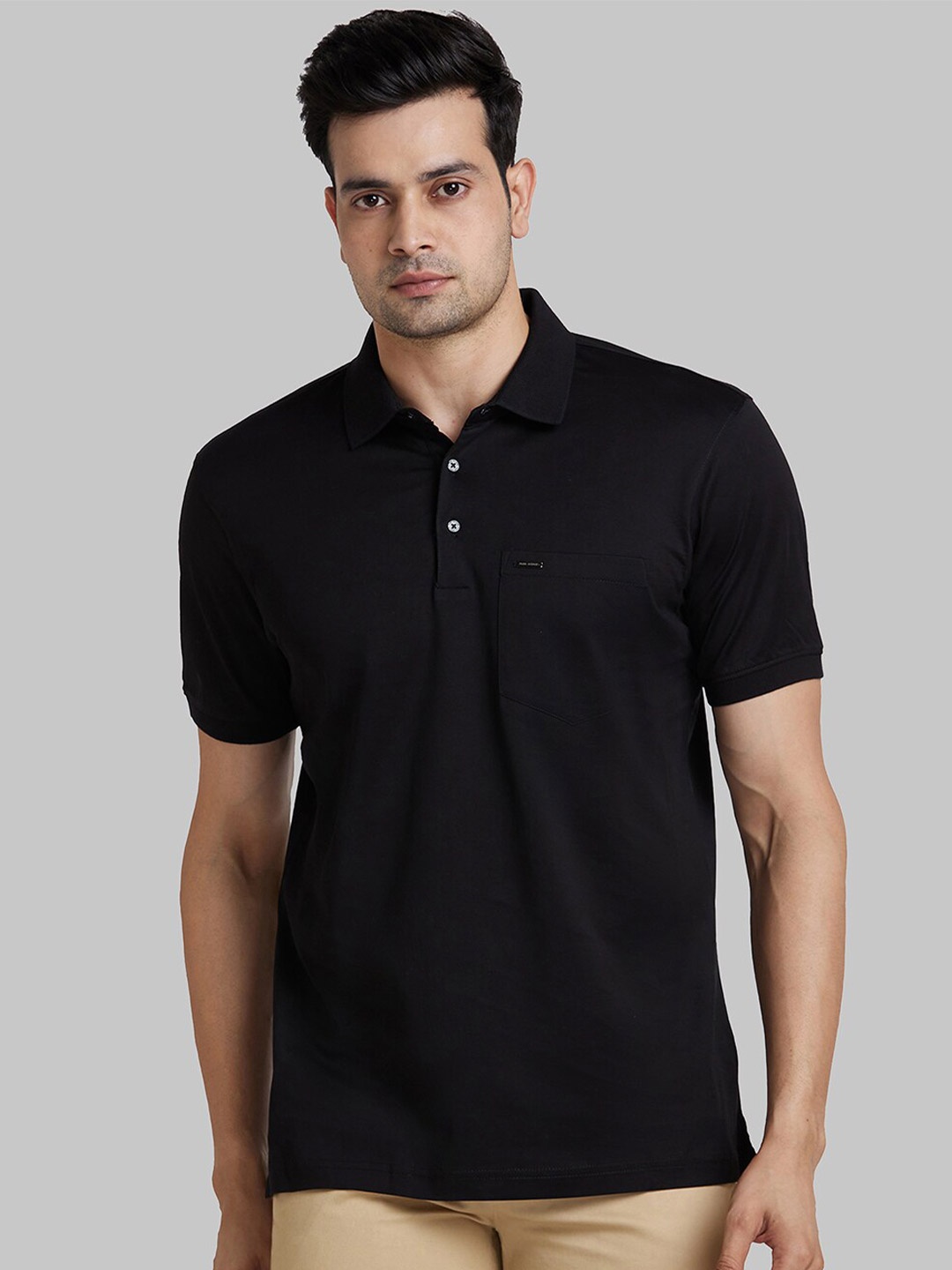 

Park Avenue Slim Fit Polo Collar Cotton T-shirt, Black