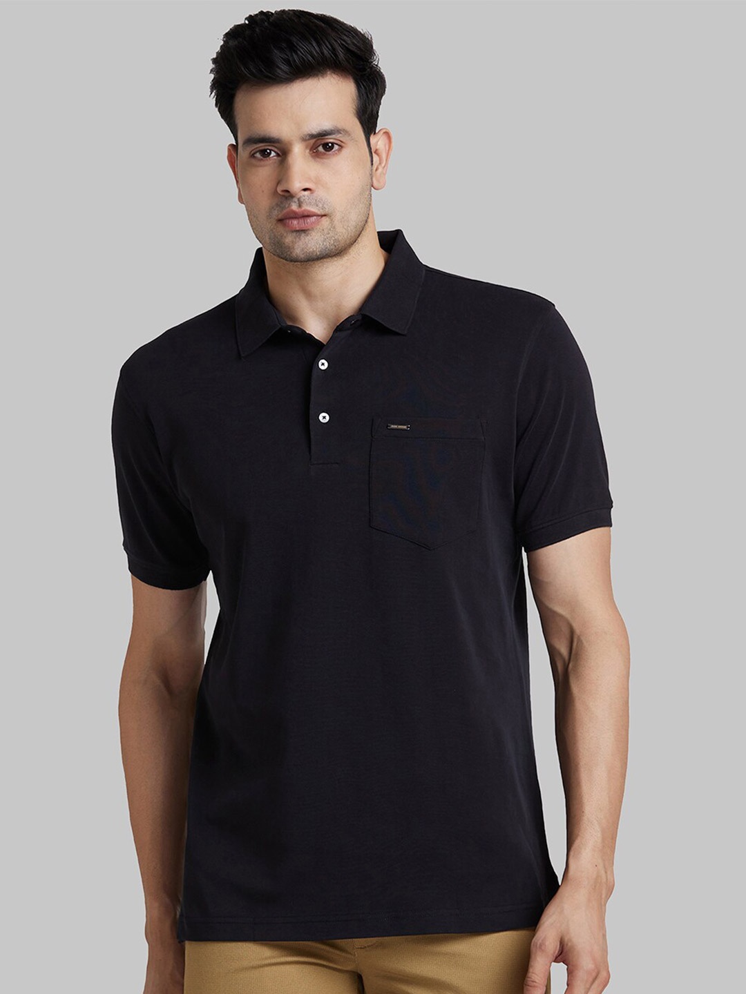 

Park Avenue Slim Fit Polo Collar Cotton T-shirt, Black