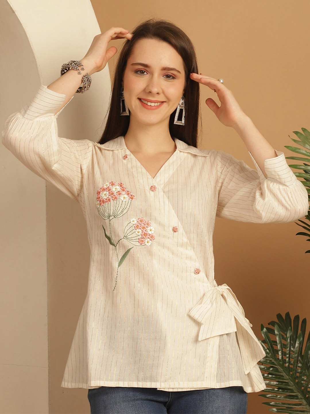 

Rajnandini Cotton Wrap Top, Off white