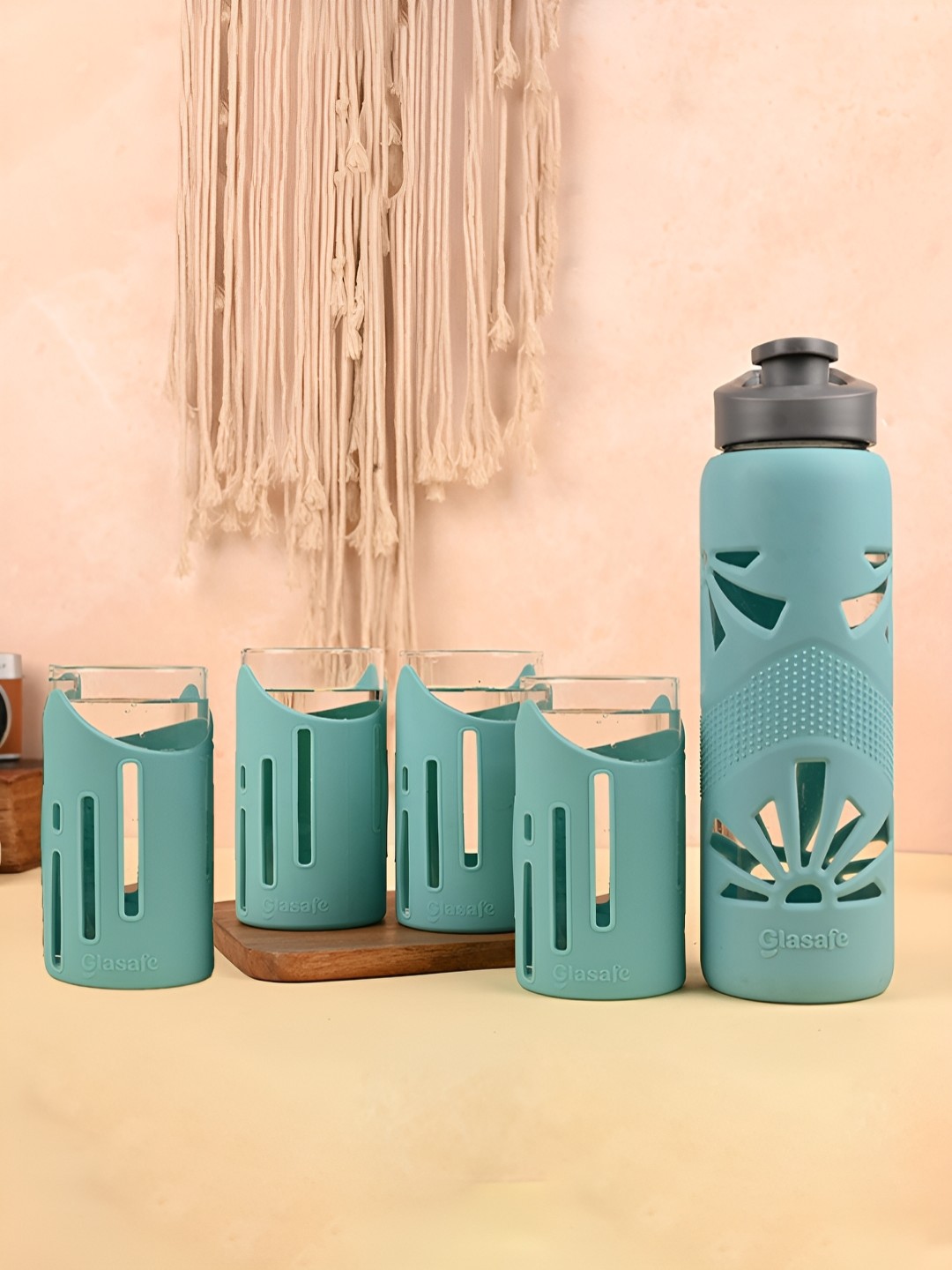 

GLASAFE Sip Kit Combo Blue BPA Free Water Bottle With 3 Glass