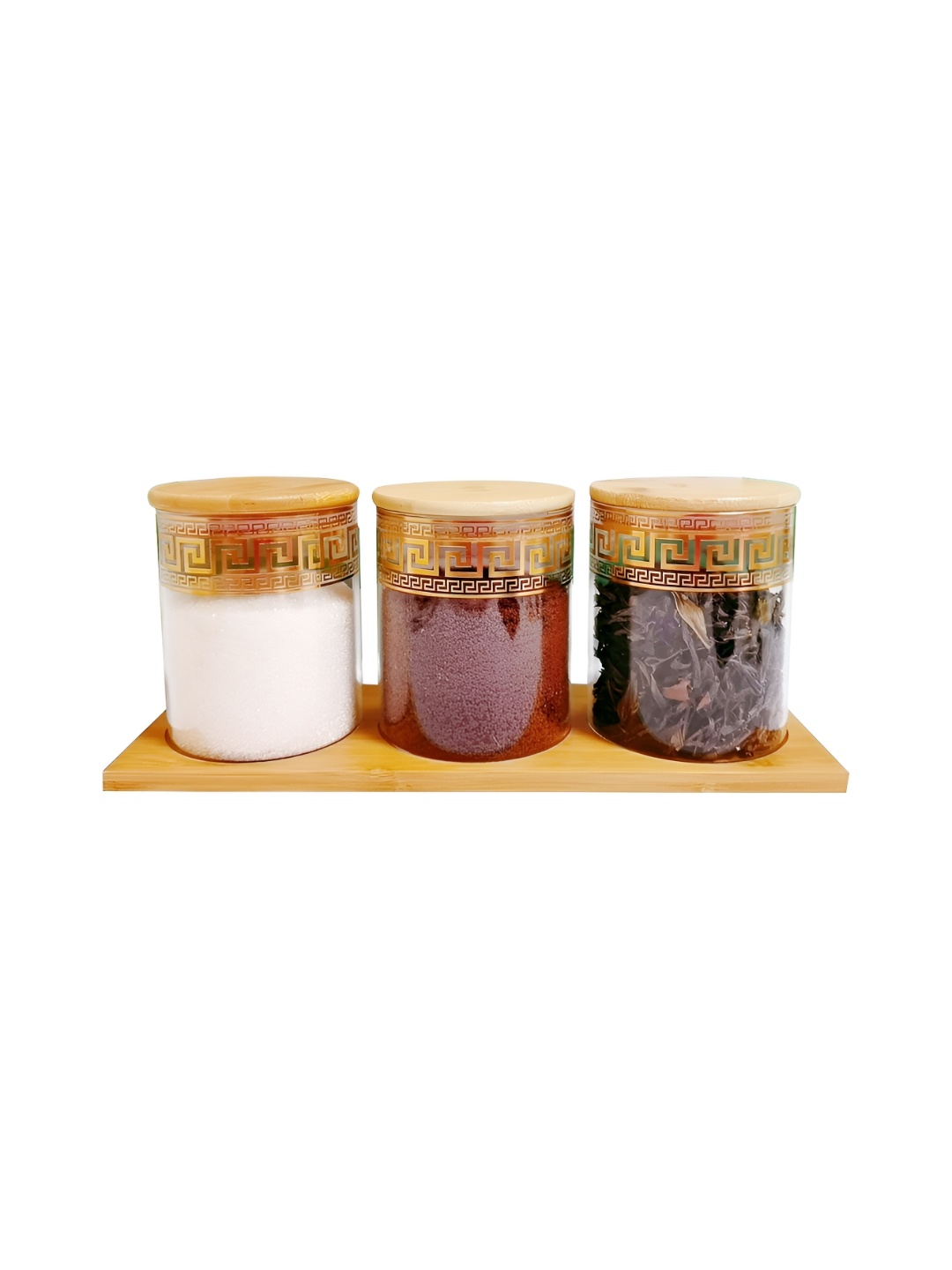 

Gleevers Transparent & Brown 3 Pieces Container With Lid & Tray 850 ml, Gold