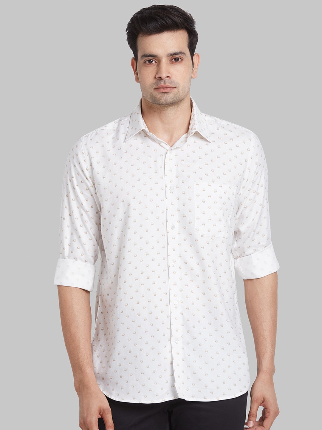 

Raymond Men Printed Contemporary-Fit Casual Shirt, Beige