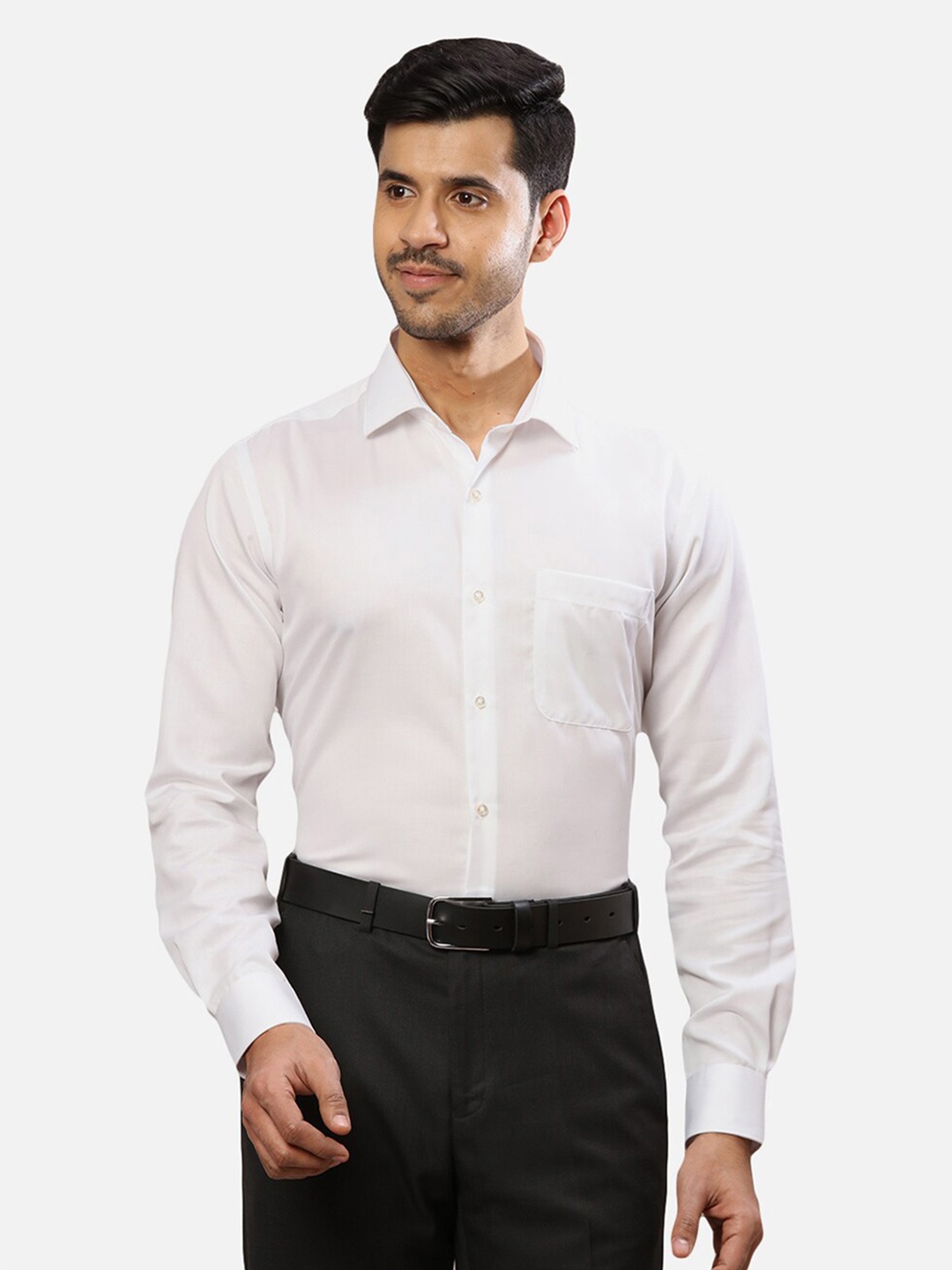 

Raymond Men Contemporary-Fit Cotton Formal Shirt, White