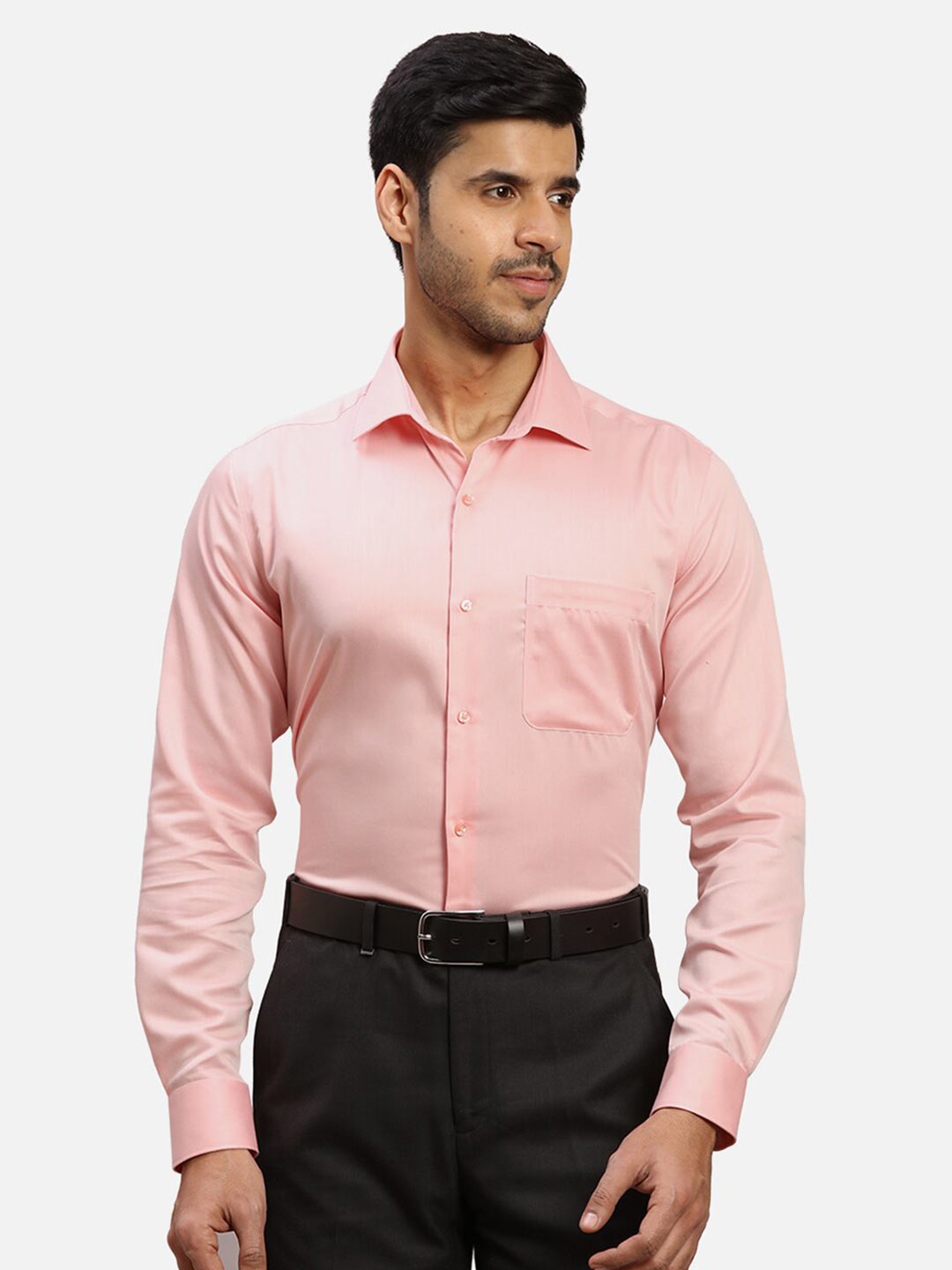

Raymond Spread Collar Contemporary-Fit Cotton Formal Shirt, Red