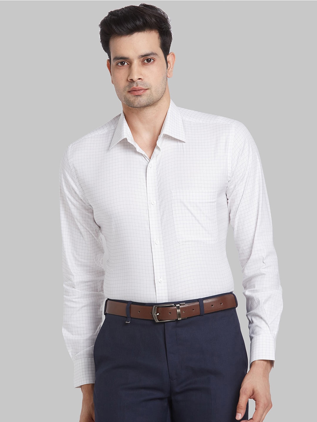 

Raymond Checked Cotton Formal Contemporary Fit Shirt, White