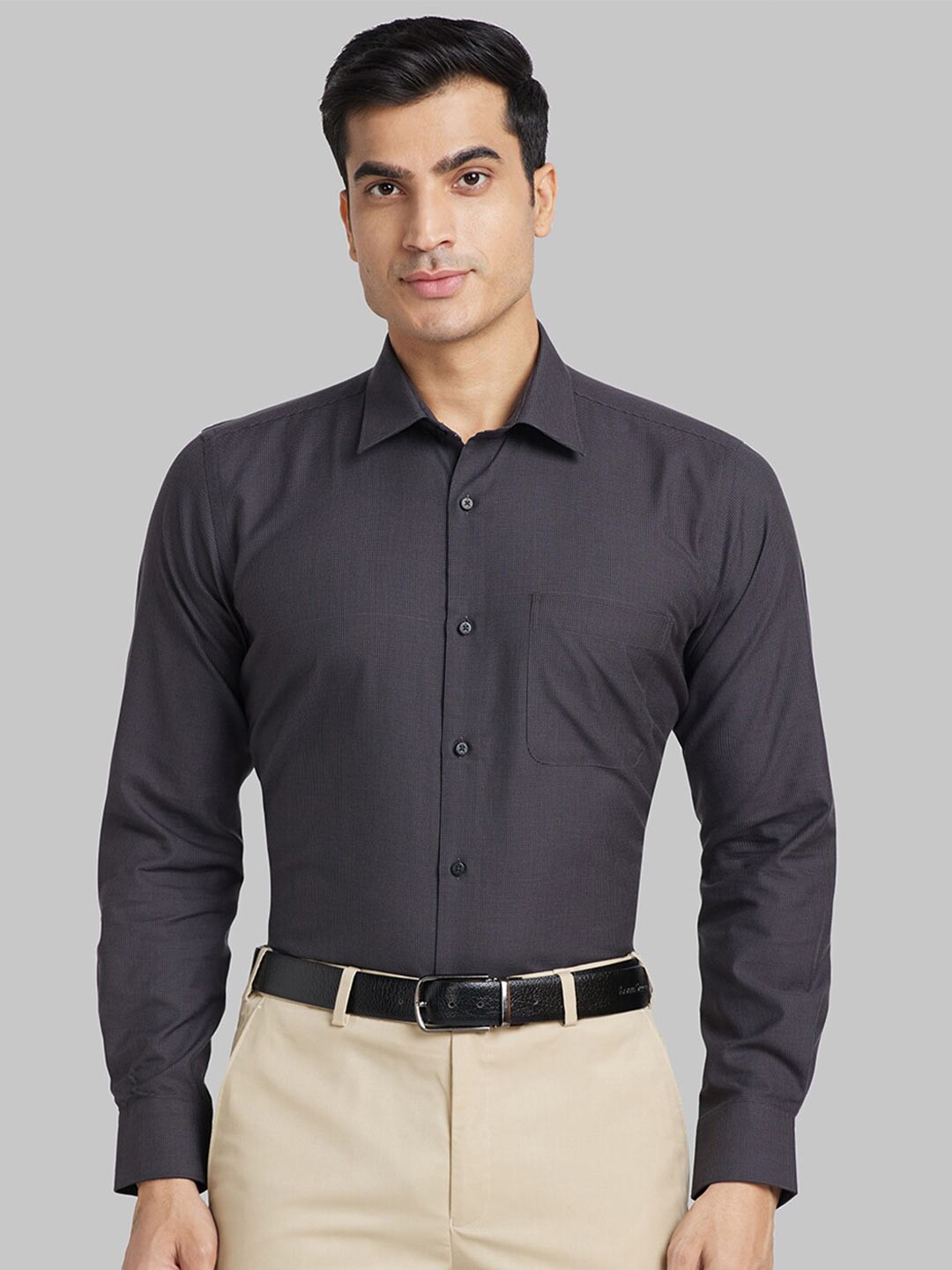

Raymond Textured Cotton Formal Regular Fit Shirt, Grey