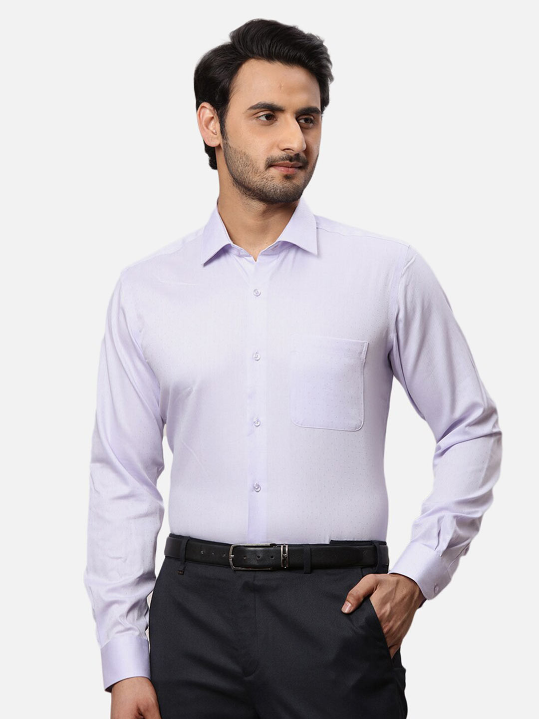 

Raymond Spread Collar Long Sleeves Self-Design Contemporary-Fit Cotton Formal Shirt, Violet