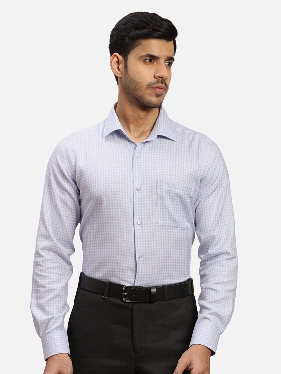 

Raymond Checked Cotton Contemporary-Fit Formal Shirt, Blue
