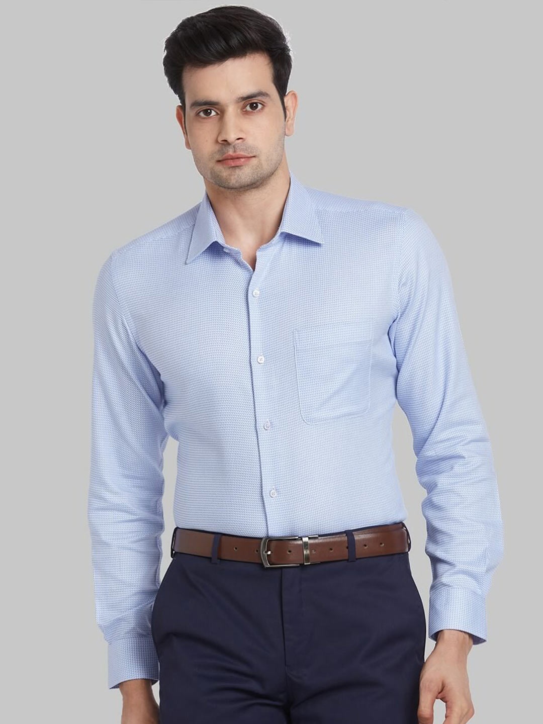 

Raymond Self Designed Cotton Contemporary-Fit Formal Shirt, Blue
