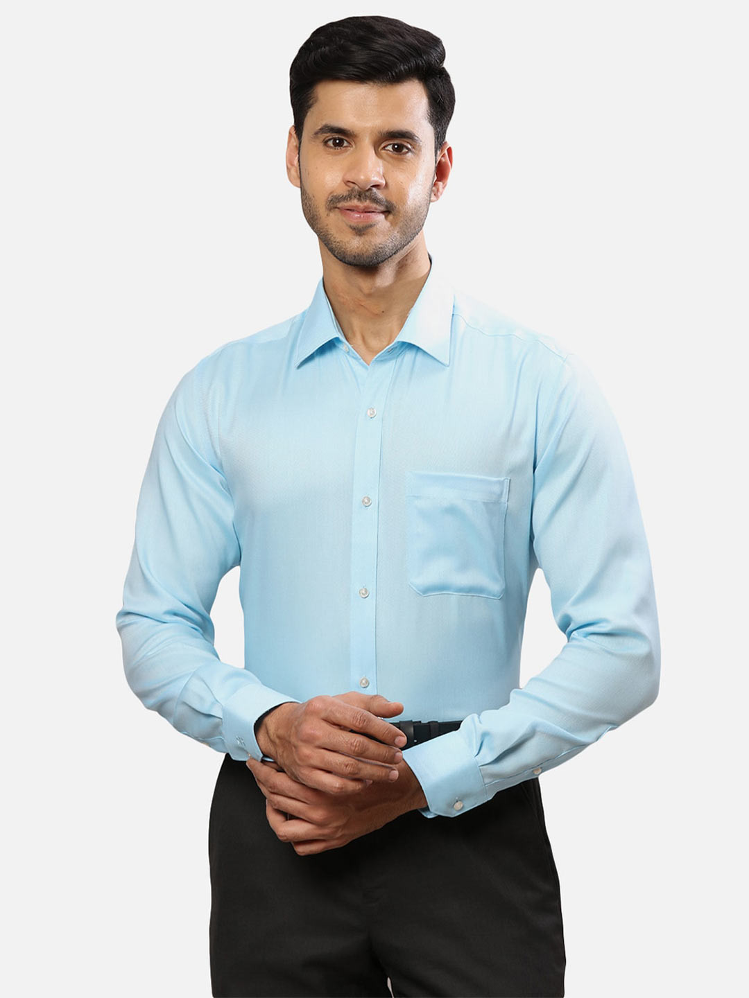 

Raymond Self Designed Cotton Contemporary-Fit Formal Shirt, Blue