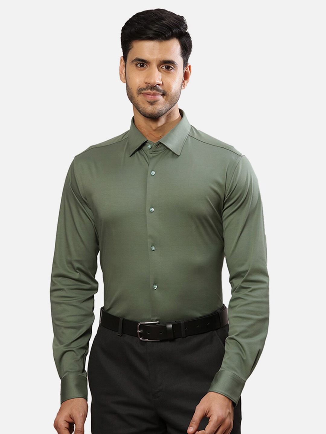 

Raymond Cotton Slim-Fit Contemporary-Fit Formal Shirt, Green