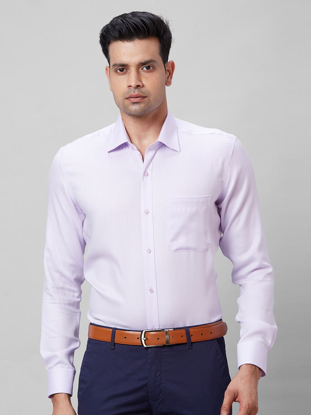 

Raymond Spread Collar Long Sleeves Self-Design Contemporary-Fit Cotton Formal Shirt, Violet