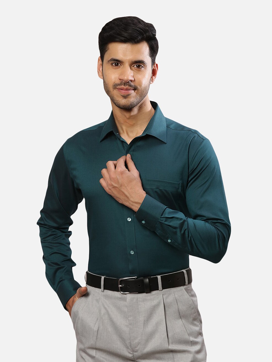 

Raymond Cotton Contemporary-Fit Formal Regular Fit Shirt, Green