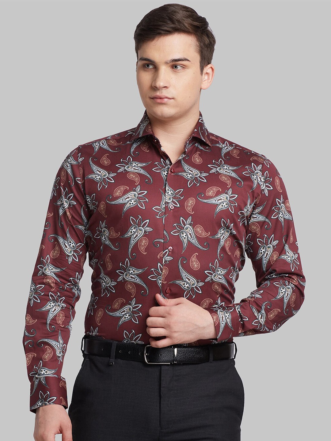 

Raymond Printed Slim-Fit Cotton Formal Shirt, Violet