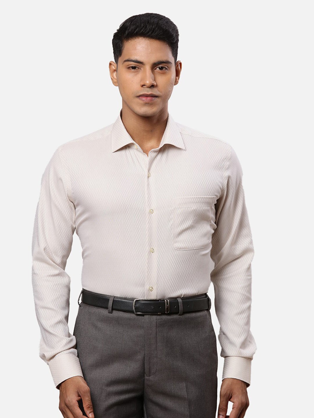 

Raymond Self Designed Cotton Contemporary-Fit Formal Shirt, Beige