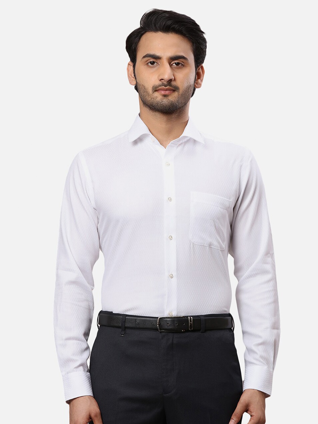 

Raymond Self Designed Cotton Contemporary-Fit Formal Shirt, White