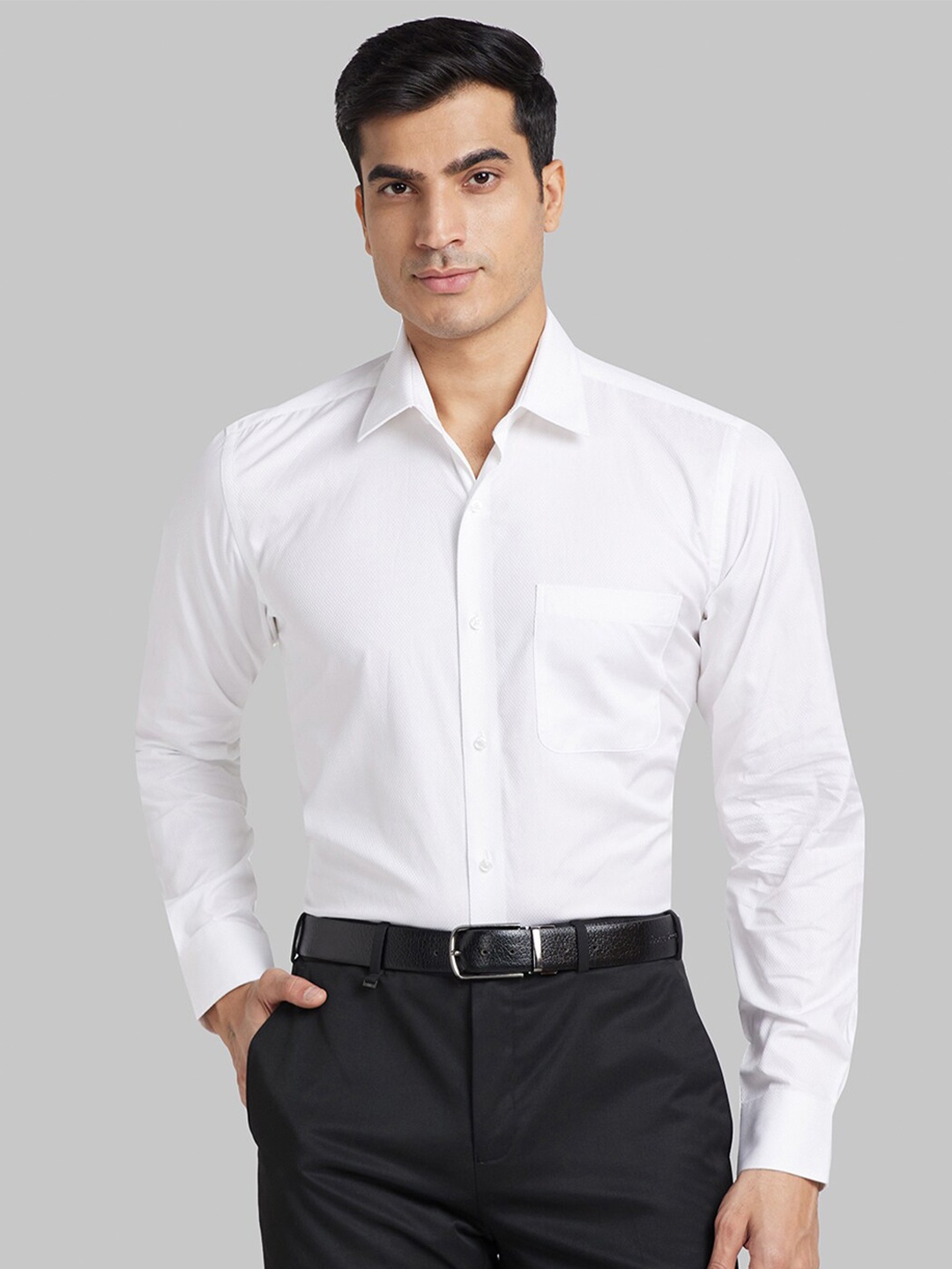 

Raymond Spread Collar Long Sleeves Self-Design Contemporary-Fit Cotton Formal Shirt, White