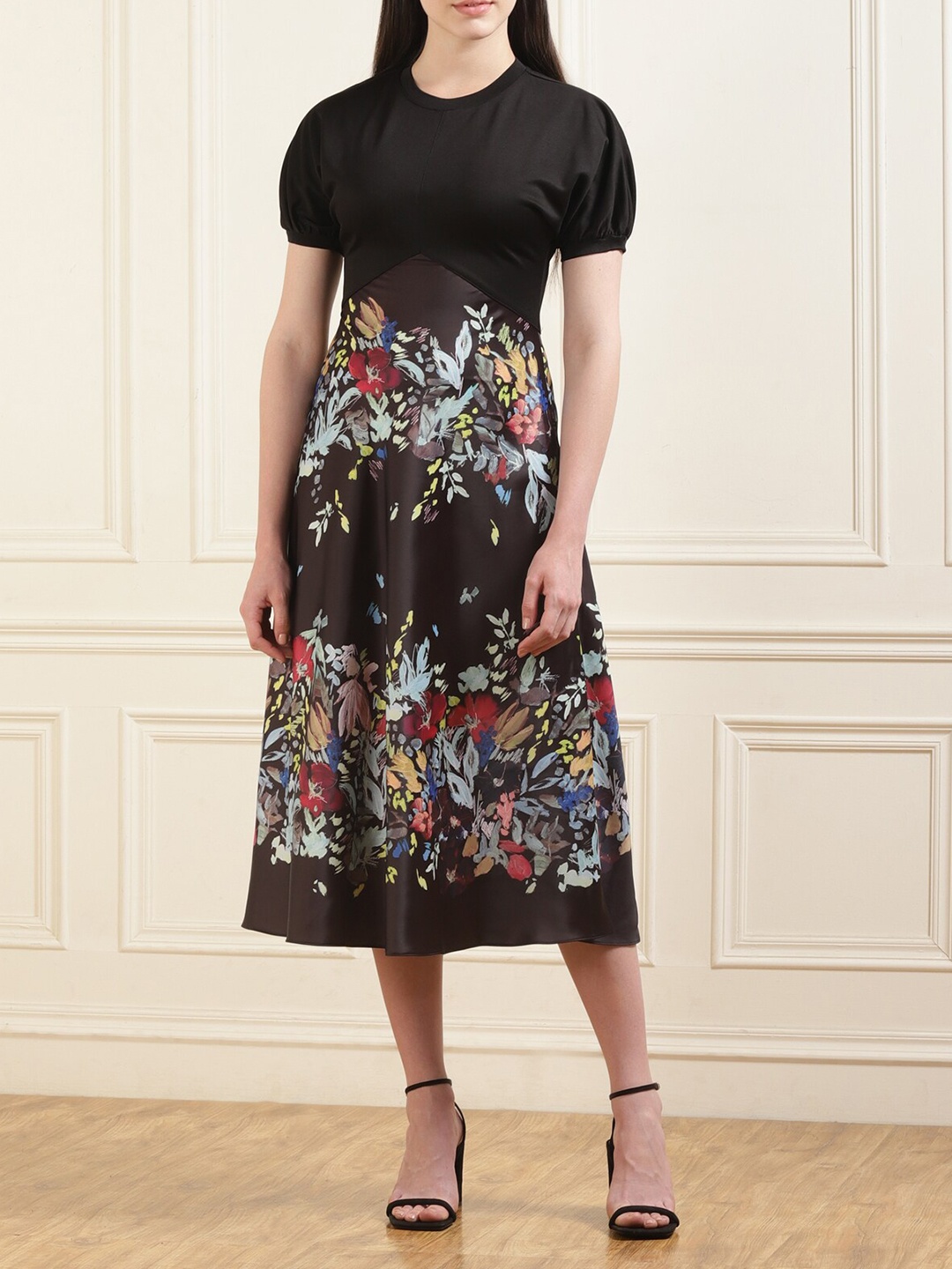 

Ted Baker Floral Print Puff Sleeve Maxi Dress, Black