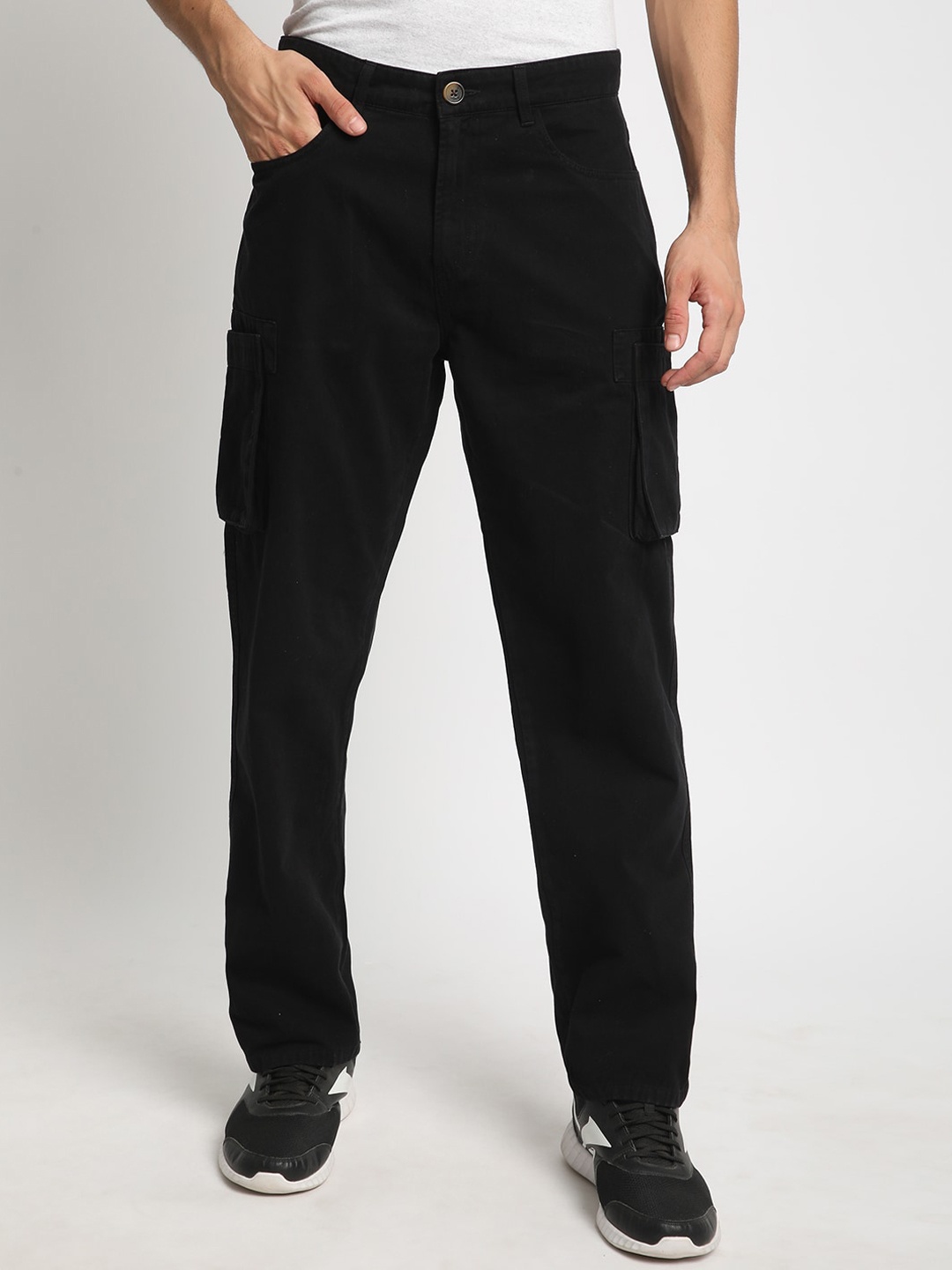 

The Roadster Lifestyle Co Straight-Fit Cargo Trousers, Black