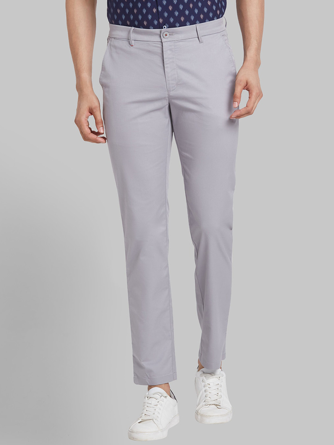 

Raymond Men Cotton Slim-Fit Formal Trousers, Grey
