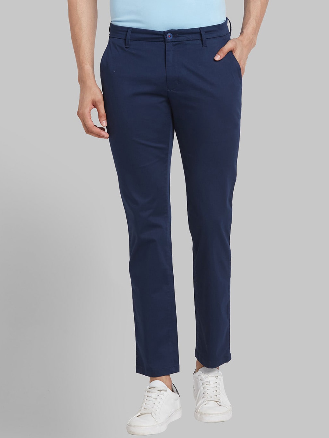 

Raymond Slim Fit Mid Rise Chino Trousers, Blue