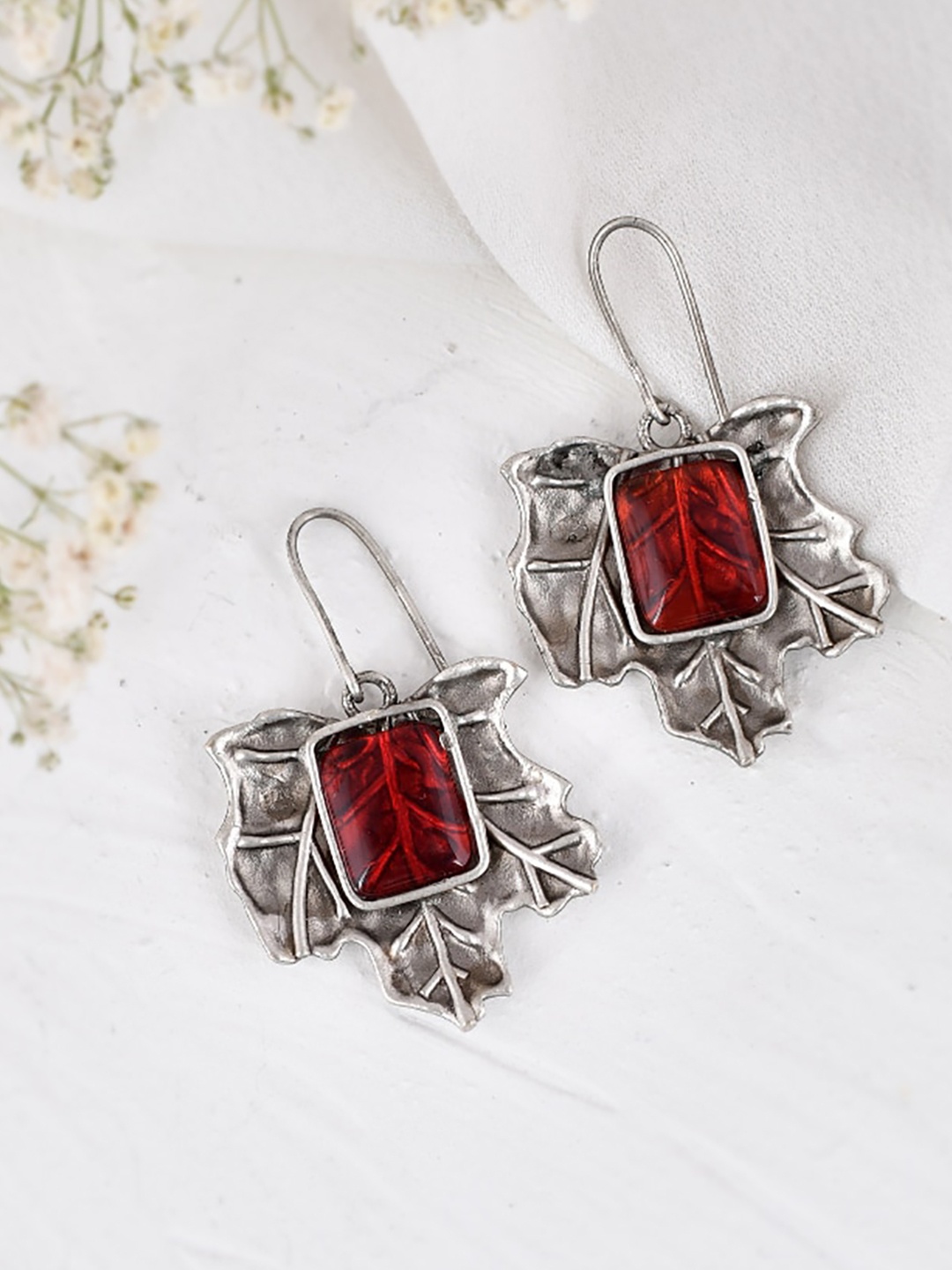 

DASTOOR Silver Plated Oxidised Drop Earrings