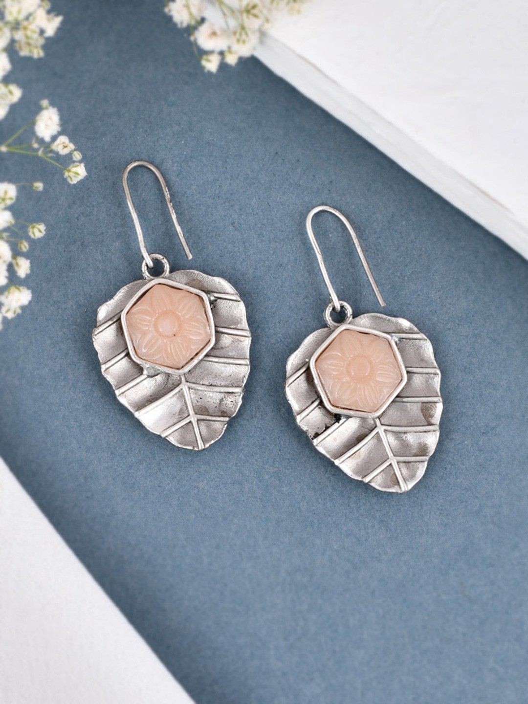 

DASTOOR Silver Plated Oxidised Drop Earrings