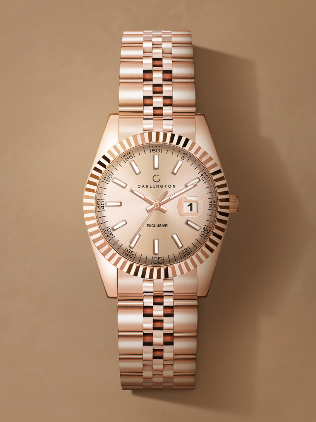 

CARLINGTON Women Stainless Steel Bracelet Style Straps Analogue Watch Exclusive 8811 Rose, Rose gold