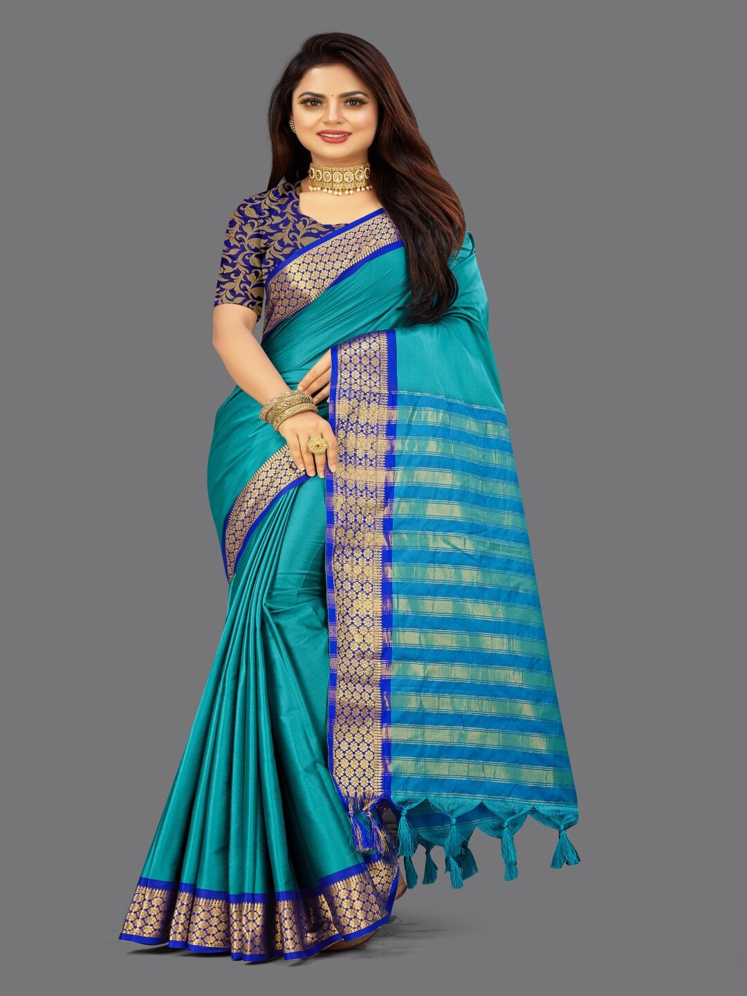 

Paramparik Textile Woven Design Zari Pure Silk Designer Banarasi Saree, Blue