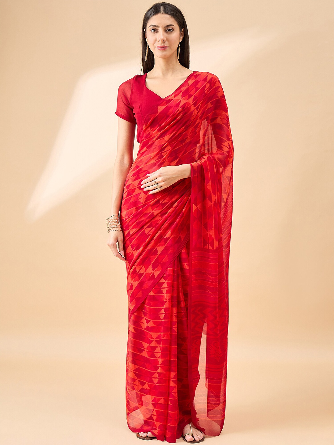 

Anouk Pure Georgette Saree, Red
