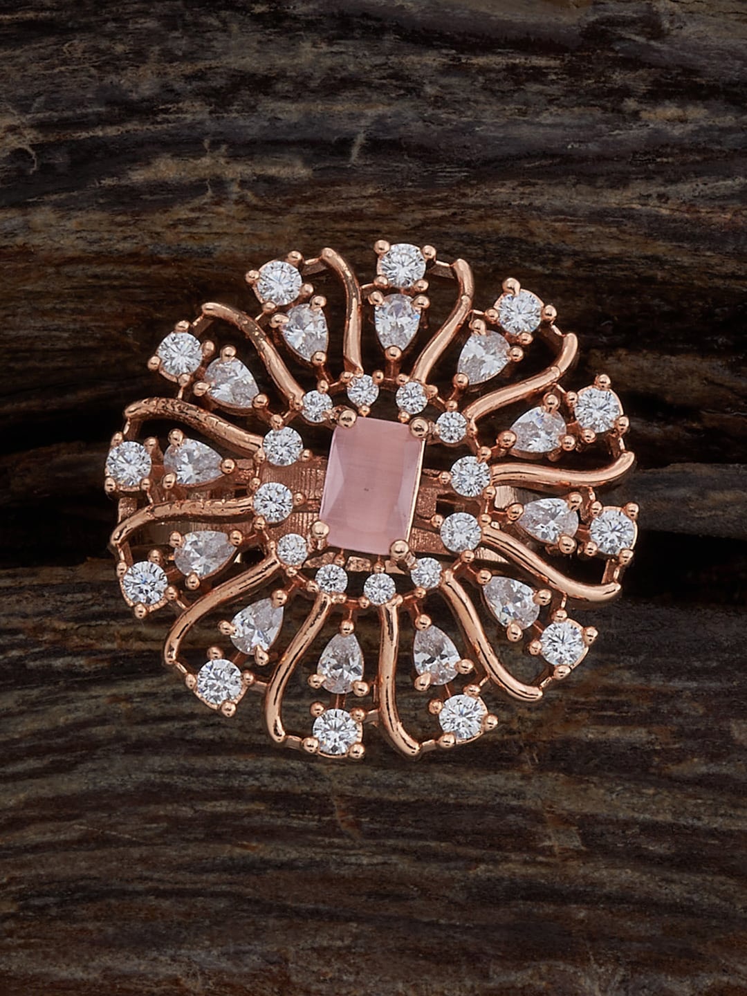

Kushal's Fashion Jewellery Gold-Plated Cubic Zirconia-Studded Finger Ring