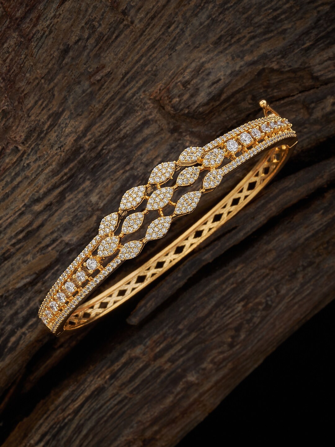 

Kushal's Fashion Jewellery Women Cubic Zirconia Gold Plated Kada Bracelet
