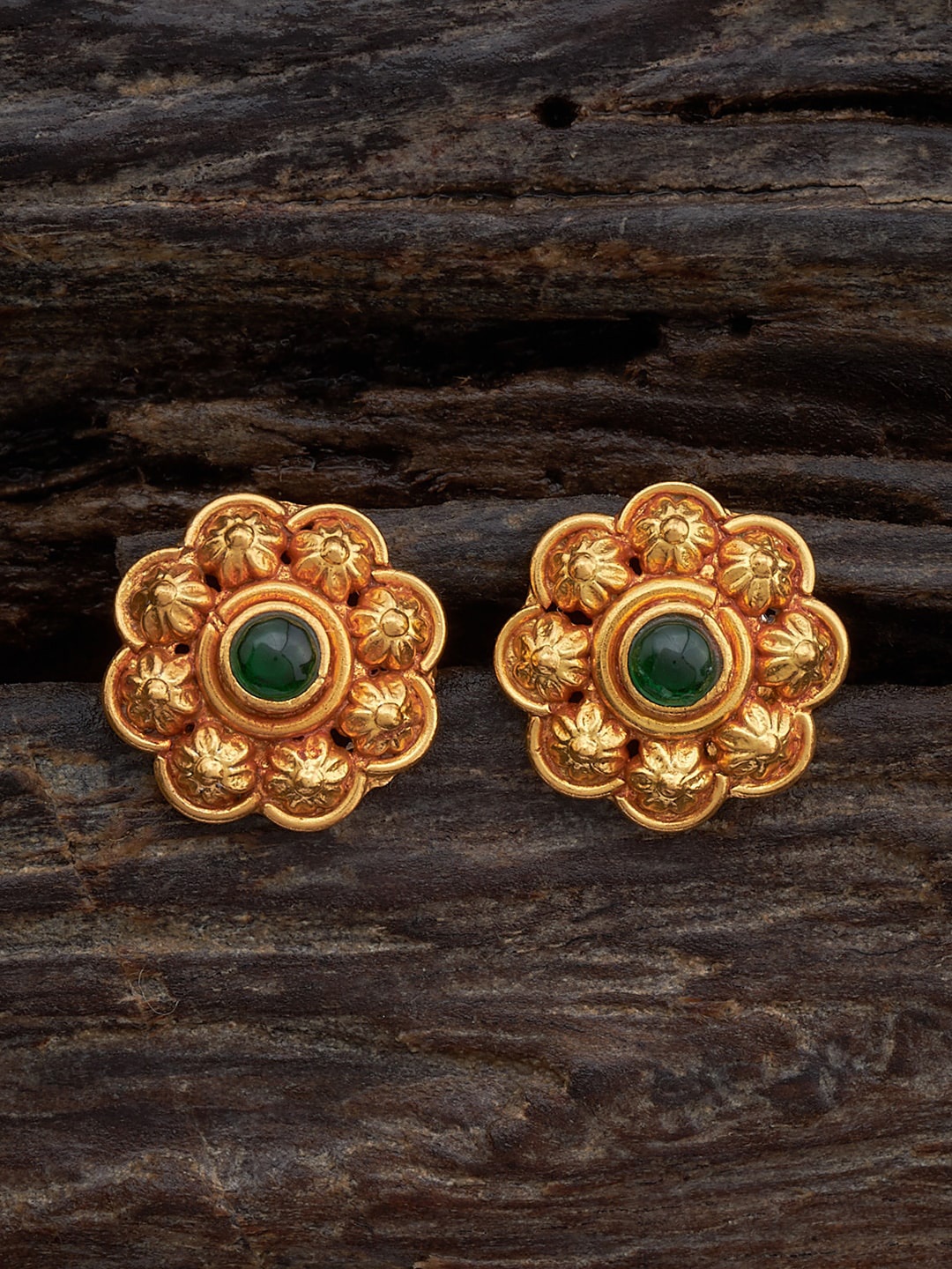 

Kushal's Fashion Jewellery Gold-Plated 92.5 Pure Silver Floral Studs Earrings