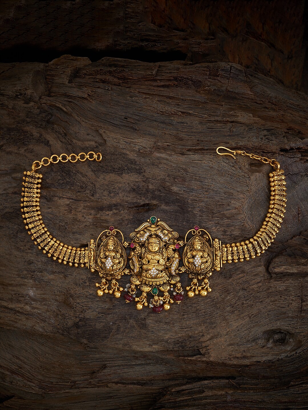 

Kushal's Fashion Jewellery Women 92.5 Pure Silver Temple Gold-Plated Wraparound Bracelet