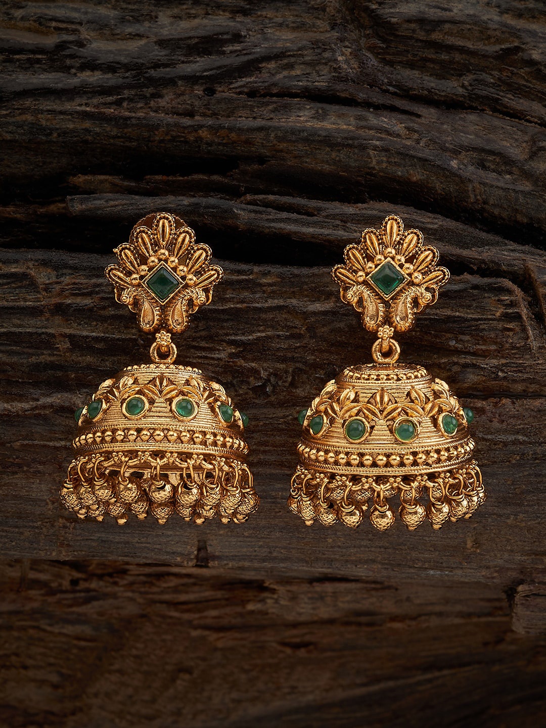 

Kushal's Fashion Jewellery Gold-Plated Dome Shaped Jhumkas Earrings