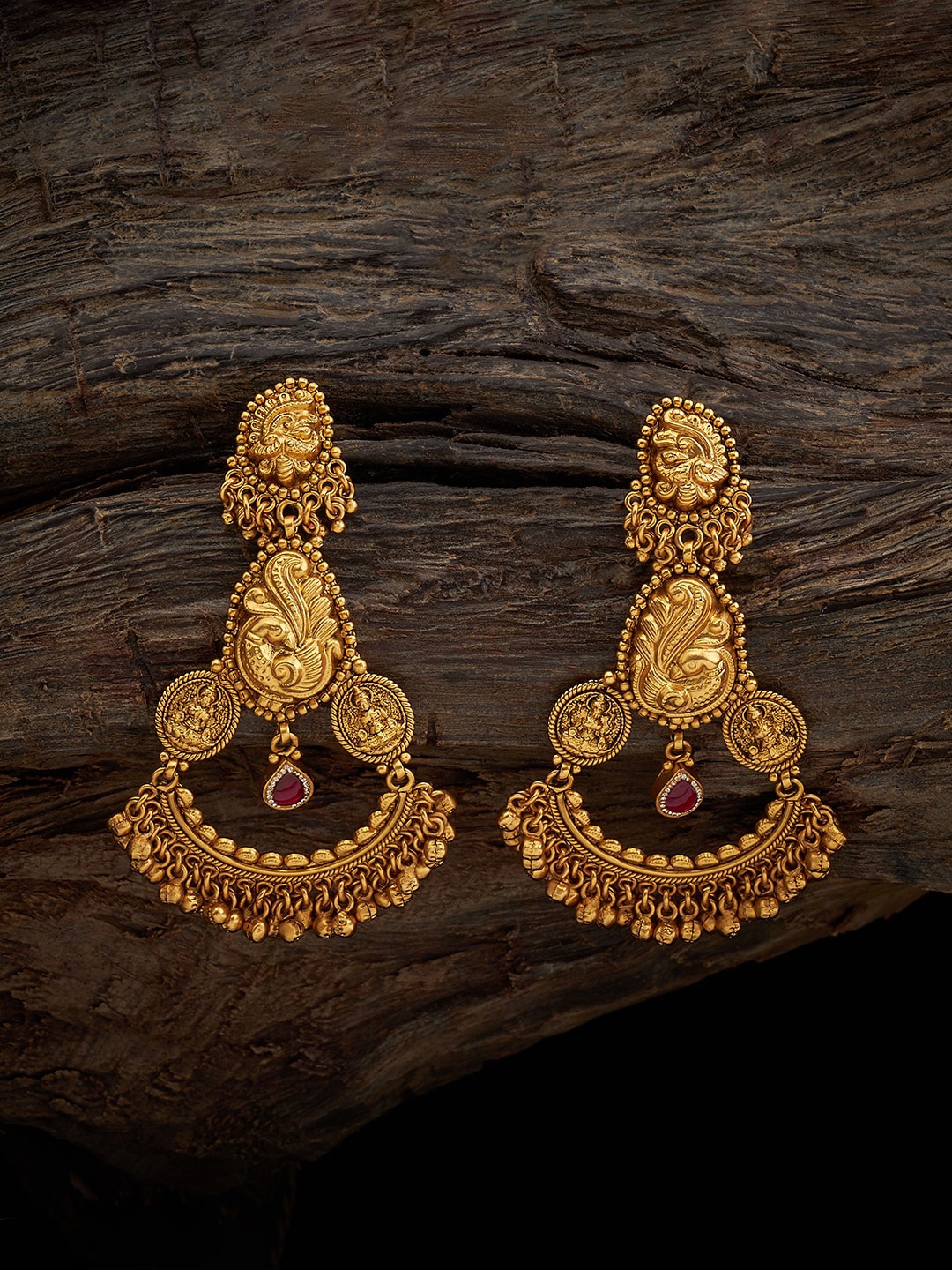 

Kushal's Fashion Jewellery Gold-Plated Peacock Shaped Drop Earrings
