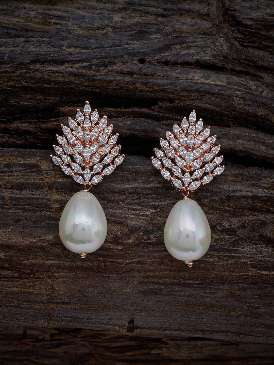 

Kushal's Fashion Jewellery Rose Gold-Plated Contemporary Drop Earrings, White