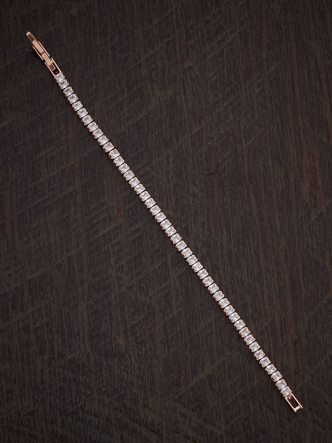 

Kushal's Fashion Jewellery Women Cubic Zirconia Rose Gold-Plated Link Bracelet, White