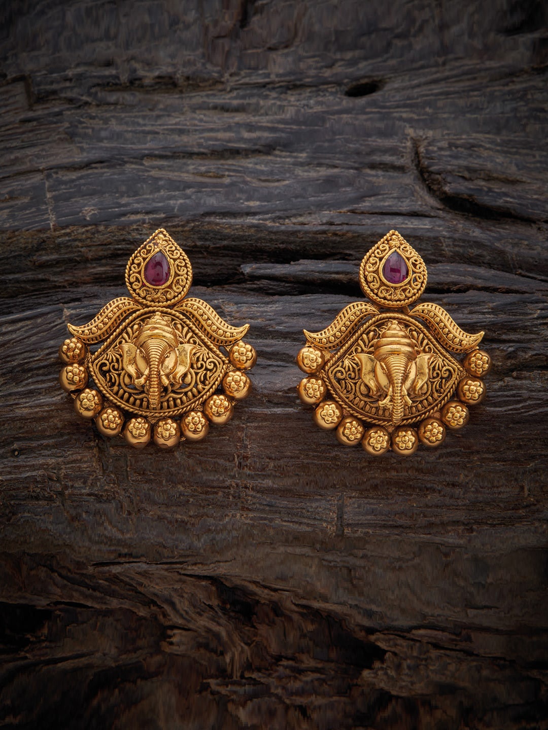

Kushal's Fashion Jewellery Gold-Plated Contemporary Drop Earrings, Red