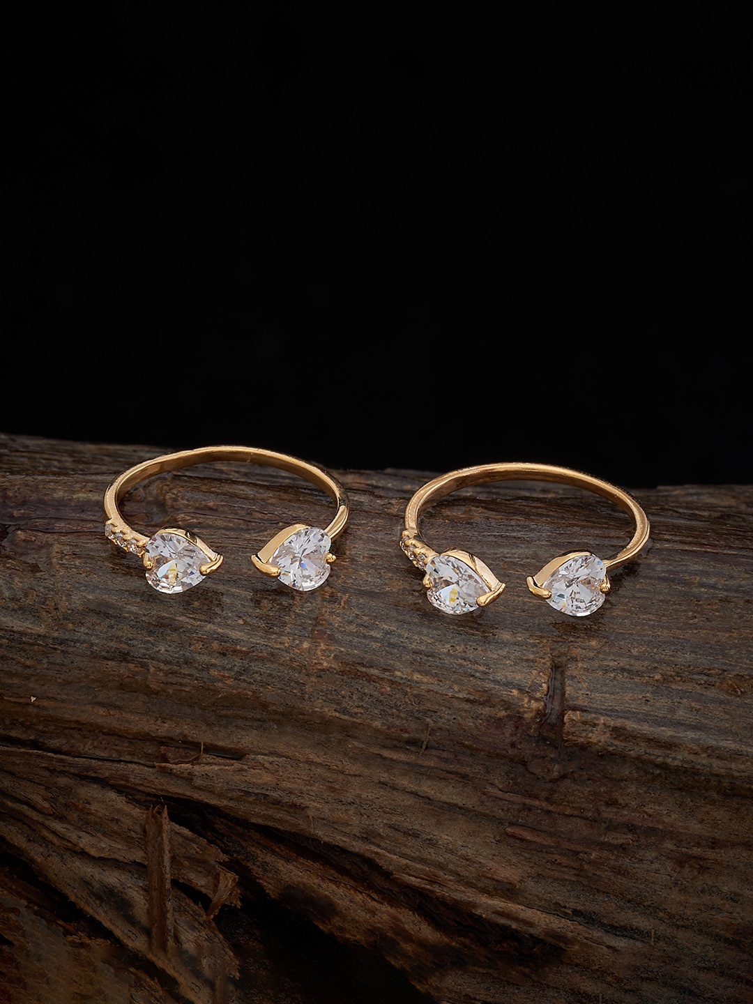 

Kushal's Fashion Jewellery Set Of 2 Gold-Plated Cubic Zirconia Studded Toe Rings