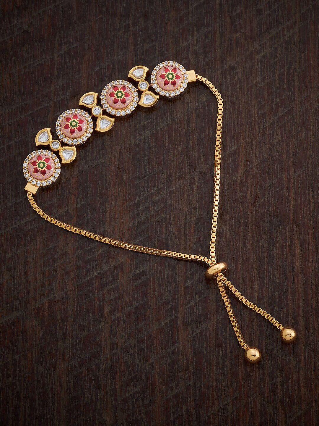 

Kushal's Fashion Jewellery Women Kundan Wraparound Bracelet, Gold