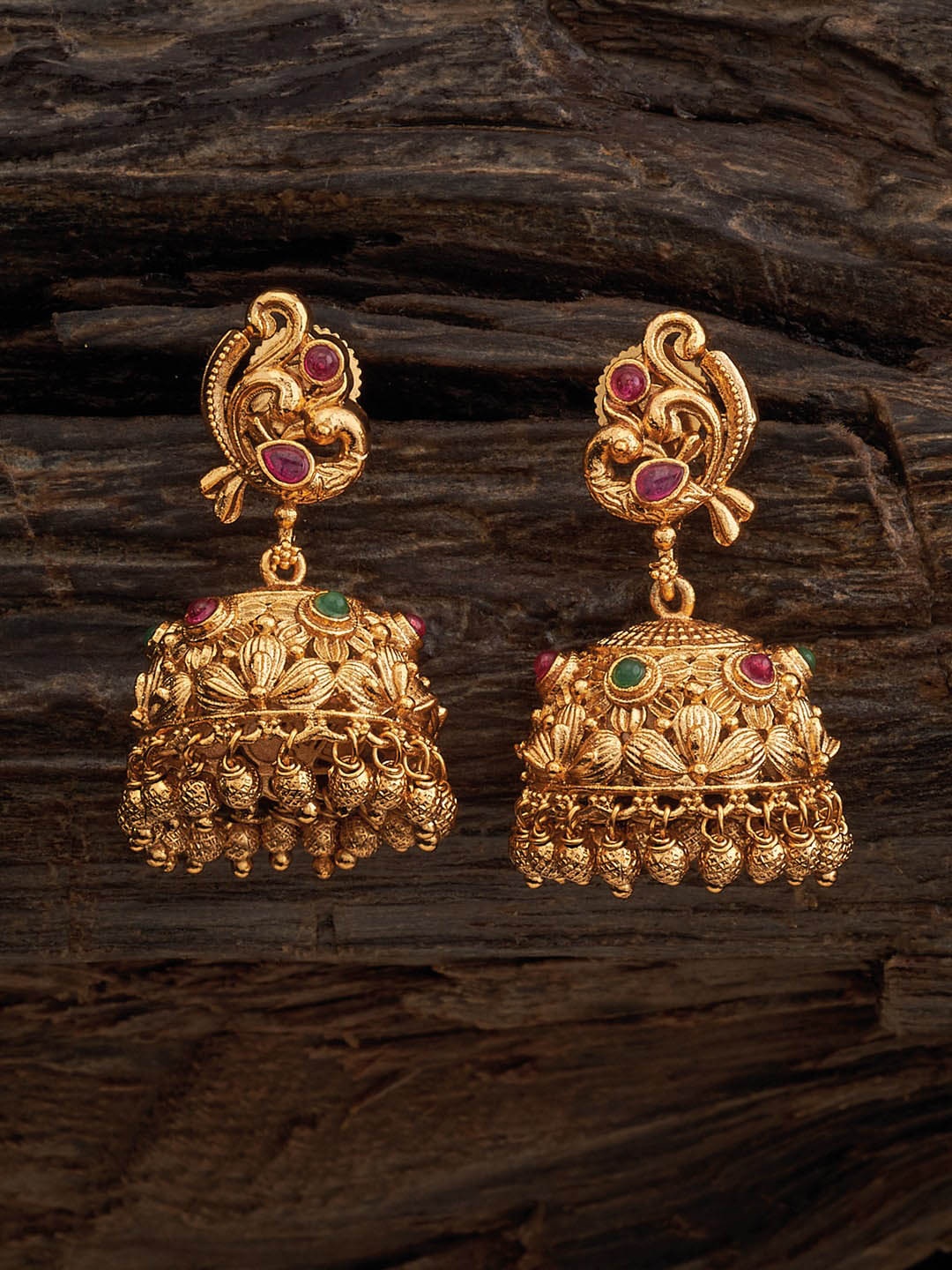 

Kushal's Fashion Jewellery Dome Shaped Jhumkas, Red