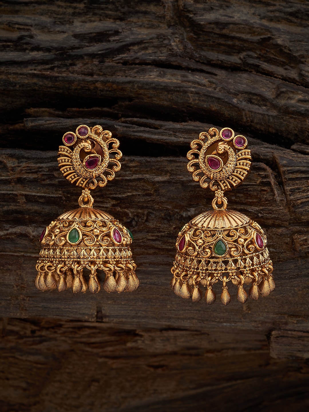 

Kushal's Fashion Jewellery Gold-Plated Dome Shaped Jhumkas Earrings